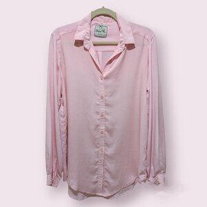 Loose Flowy Pink Button Up Shirt Women Medium M